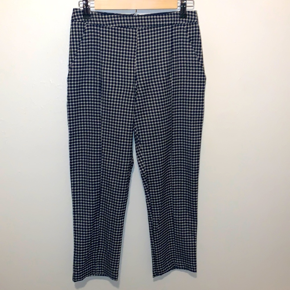 BCBGeneration NWT Navy White Gingham Cropped Pants 0 Ankle Work